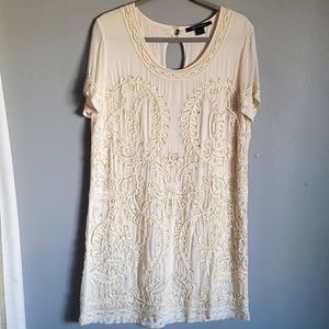 Ivory Beaded Shift Dress
